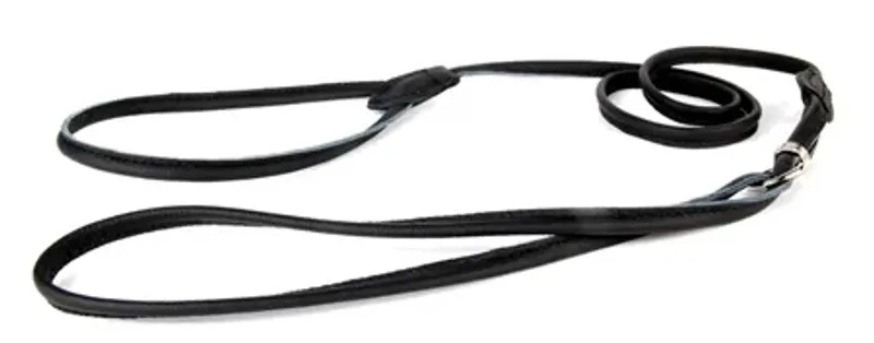 Utstillingskobbel i lær 6 mm sort. 120 cm